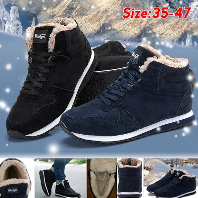 Men Boots Mens Winter Shoes Fashion Snow Boots Shoes Plus Size Winter Sneakers Ankle Men Shoes Winter Boots Black Blue Footwear