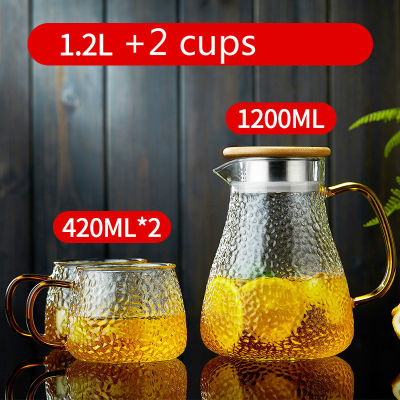 2L Nordic Concise Glass Water Jar Juice Lemonade Jug Flower Tea Pot HotCold Water Pitcher Heat-proof Transparent Glass Teapot