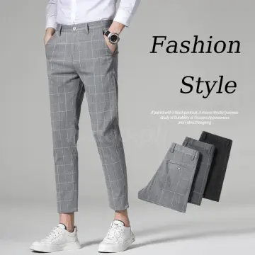 Men's Casual Stripe Slightly Stretch Slim Fit Suit Pants - Temu