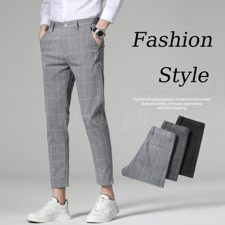 Grey Plaid Side Stripe Slim Fit Skinny Style Men Pants  FanFreakz   Reviews on Judgeme