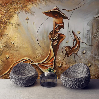 [hot]Custom 3D Wall Mural European Style Relief Golden Figure Photo Wallpaper Living Room TV Hotel Creative Wall Papers For Wall 3 D