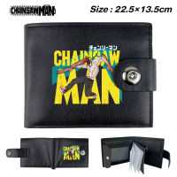 Chainsaw Man Cartoon Black Short Snap Wallet Men S And Women S Casual Card Holder Gifts