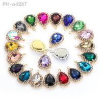 10pcs Drop Shape Crystal Stone Sew On Rhinestone Golden/White K Metal Claw Settings Diamond Charms Pendants For Jewelry Making