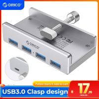 อลูมิเนียม ORICO 4พอร์ต USB คลิปฮับ3.0กับแหล่งจ่ายไฟความเร็วสูง5GBPS การถ่ายโอนข้อมูลสำหรับ MAC OS PC (MH4PU-P)