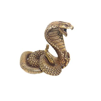 Cobra Statue Ornament Zodiac Snake Miniature Figurines Copper Desktop Decoration Tea Pets Decor Accessories Craft