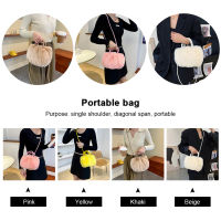 Women Elegant Crossbody Bags Solid Color Fluffy Messenger Pouch Woven Handle Crossbody Handbags Portable Small Travel Girls Tote