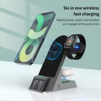 Wireless Charger Led Digital Clock Display Touch Control Wireless Charging Stand For Apple Iphone With Alarm Function