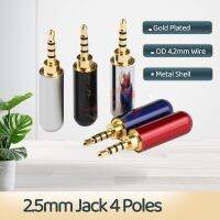 2.5mm Connector 4 Pole Plug 2.5 Jack Male Audio Video Speaker Terminal Solder 4mm Earphone Cable Gold Plated 7 Colors