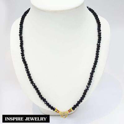 Inspire Jewelry ,สร้อยคอ Design คริสตัลกลม สวยหรู พร้อมตะขอลงยา 24K  คริสตัลนิล คริสตัลนพเก้า คริสตัลแดง ขนาด 24 นิ้ว