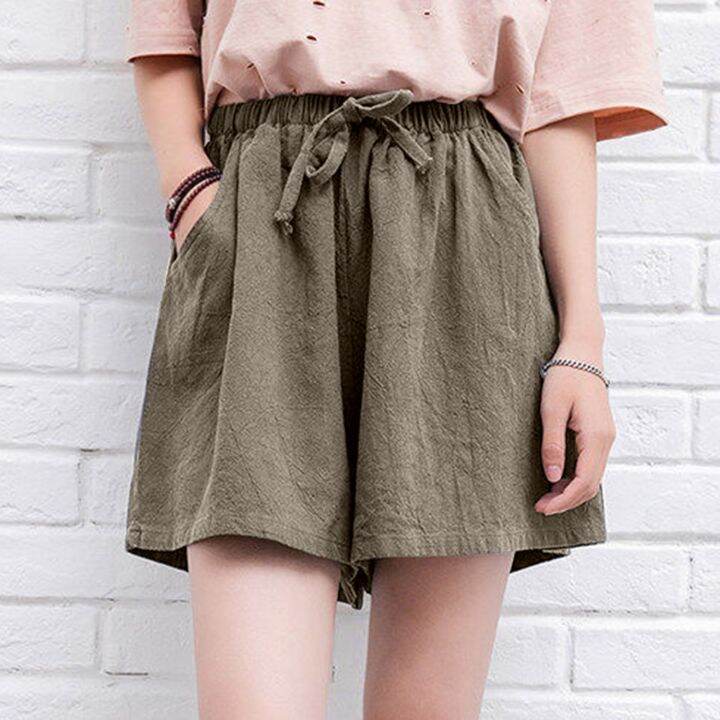 cotton-linen-shorts-women-summer-drawstring-gym-workout-shorts-ladies-casual-loose-wide-leg-shorts-streetwear