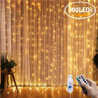 3x3M LED Garland Curtain Lights USB Power Fairy Lights Curtains For Living Control 8 Modes Remote Home Room Christmas Decoration