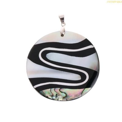 blg Round Shape Natural Colorful Abalone for Shell Jewelry S Pattern Necklace Pendan 【JULY】
