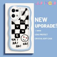 Jlingji เคสสำหรับ OPPO Reno 7 4G Reno 8 4G F21 Pro เคสสีดำสีขาวสี่เหลี่ยมลายคลื่นคอลอร์ TPU ใสนุ่มเคสมือถือกันกระแทกแม่นยำทนต่อการสึกหรอซิลิกาเจลฝาครอบป้องกัน