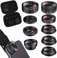 KEYWING Phone Lens Kit 9 in 1 Phone Camera Lens, Zoom Lens+198° Fisheye +0.35X Super Wide-Angle + 20X Macro Lens + 0.63X Wide Lens + CPL +Kaleidoscope Lens +Starburst for iPhone Samsung Android