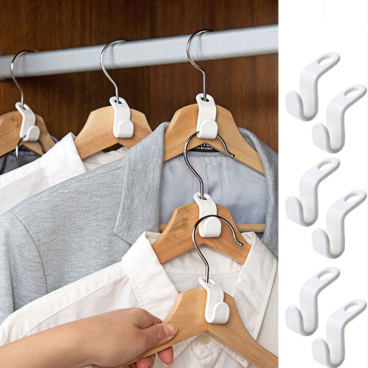 6/ 12pcs Clothes Hanger Hook Folding Storage Clothes Rack Wardrobe