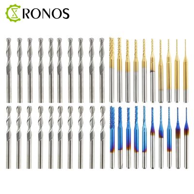 10pcs Carbide Milling Cutter 3.175 Shank Nano Blue/Titanium Coated CNC Router Bits Engraving Edge Cutter End mill 0.8-3.0mm