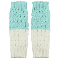 Women Crochet Knitted Stocking Leg Warmers Boot Cover Soft Trim Legging Socks BLUE