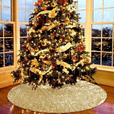 Sequined ChristmasTree Skirts Cover For Home Party New Year Decoration Christmas Tree Skirt Carpet Floor Mat Xmas Tree Decor
