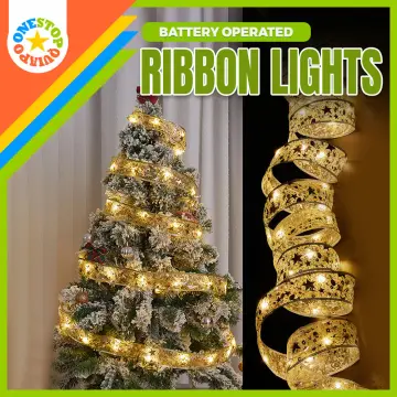 4m Silver Ribbon Warm White Christmas Ribbon Lights Decoration, Double  Layer Color Ribbon With Gold Print For Christmas Tree, Ornaments And  Decorations