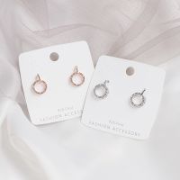 New Korean Brincos CZ Zircon Circle Earrings for Women Simple Rose Gold and Silver Color Round Ear Stud Earring Party Jewelry