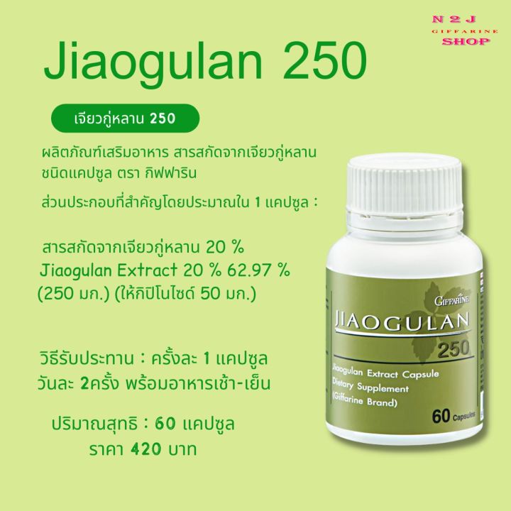 สินค้าแท้100-กิฟฟารีนอาหารเสริมเจียว-กู่-หลาน-250-สารสกัดจากเจียวกู่หลาน-60แคปซูล-ความดัน-ไขมัน-ดูแลตับ-เสริมภูมิคุ้มกัน