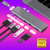 USB 3.1 Type-C Hub ไปยังอะแดปเตอร์ HDMI 4K Thunderbolt 3 USB C Hub พร้อม Hub 3.0 TF SD Reader Slot PD สำหรับ MacBook Pro/Air 2018 - 2020-Bajinde