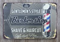 พร้อมส่ง!!!  ป้ายสังกะสี vintage (ฺBARBER SHOP) ป้ายวินเทจ ของตกแต่งร้านกาแฟ ร้านอาหาร ร้านตัดผม ของตกแต่งบ้าน ตกแต่งผนัง ขนาด 20x30 ซม.