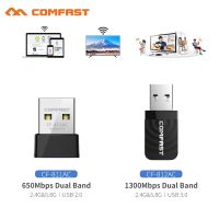 USB ไร้สาย COMFAST อะแดปเตอร์ Wifi 650 -1300Mbps เครื่องส่งสัญญาณไวไฟ2.4G 5Ghz เสาอากาศการ์ดเครือข่าย PC ไวไฟตัวรับสัญญาณ Lan Win 7 8 10 11