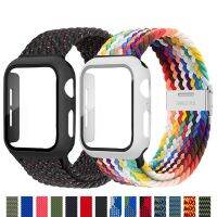 DJHFYJT Case Band For Apple Watch Strap 44mm 40mm 45mm 41mm 42mm 38mm Nylon Elastic Braided Solo Loop bracelet iWatch Serie 3 4 5 6 se 7