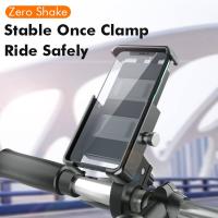 Motorcycle Bicycle Mobile Phone Holder 360°Rotating Handlebar Rear Mirror Lever Support Stand Black