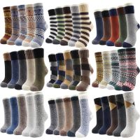 【Sock shop】5คู่ใหม่ฤดูใบไม้ร่วงและฤดูหนาวข้นผู้หญิงที่อบอุ่นและผู้ชายถุงเท้าขนสัตว์สีที่บริสุทธิ์ชาติพันธุ์เลียนแบบมิงค์แคชเมียร์ลำลองสำหรับบุรุษถุงเท้า