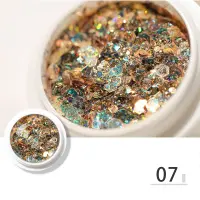 baoda โฮโลแกรมเล็บ Glitter set ขวดทอง DIY flake Nail Art ฝุ่นหกเหลี่ยม Glitter