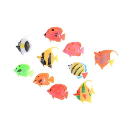 ruyifang 10pcs สีสันน่ารักพลาสติกขนาดเล็กปลอมปลาสำหรับตกแต่งตู้ปลา