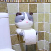 ที่วาง Tisu Toilet รูปร่างแมวการ์ตูนชั้นวางผ้าเช็ดตัวทิชชู่กระดาษม้วนติดผนังแนวสร้างสรรค์สำหรับห้องครัวห้องน้ำ