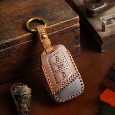 Leather Car Key Case Cover Fob Auto Accessories for Volkswagen VW Polo Golf 7 Sagitar Passat for Skoda Octavia Keyring Shell Bag