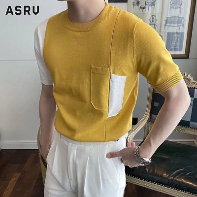 ASRV เสื้อยืดผู้ชาย เสื้อผ้าผู้ชาย t shirt for men เสื้อยืดเสื้อแขนยาวคอกลมลำลองผู้ชาย,เสื้อยืดแขนสั้นผ้าไหมไอซ์เข้ารูป