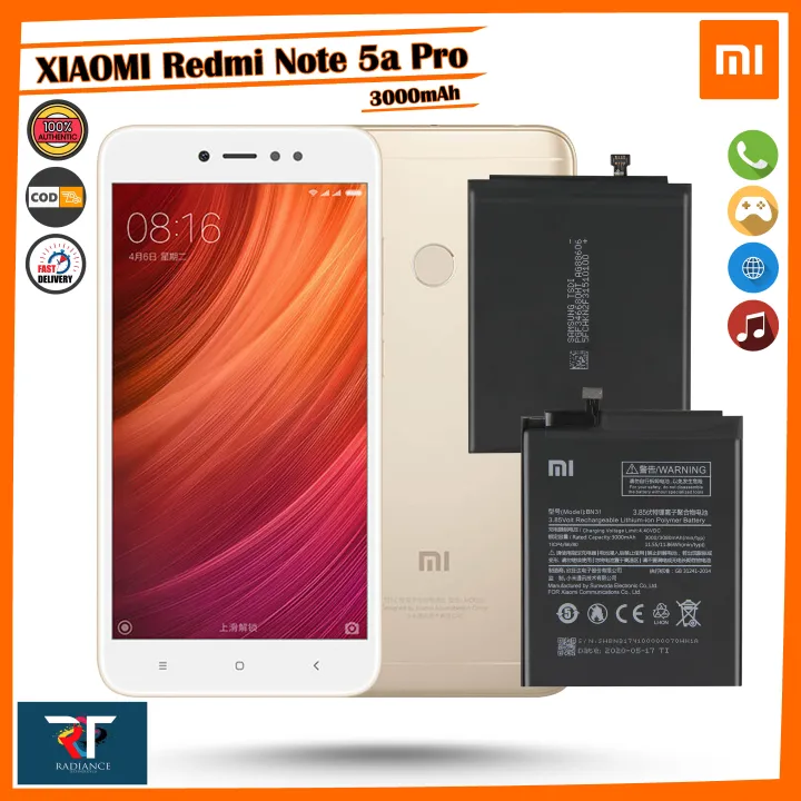 Xiaomi Redmi Note 5a Pro Battery 3000mah Model Bn31 Manufacture Original Lazada Ph 8892