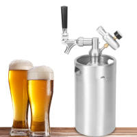 128OZ Pressurized Mini Keg Growler, Pressurized Stainless Steel Household and Commercial Keg Kit System, with Upgraded CO2 Regulator, can Brew Beer, Craft Beer and Draft Beer, Maintain Beer Freshness and Carbonation