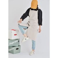 Korea Fashion Nylon Waterproof Apron Coffee Shop Hairdresser Florist Work Clothes Long Slit Adjustable Nail Salon Apron Aprons