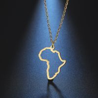 My Shape Africa Necklaces for Women Men Stainless Steel South African Map Necklace Choker Chain Hollow Map African Jewelry Gifts