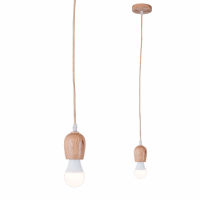 Wood Pendant Light E27 Led Lamp Base Modern Style Pendant Bulb Light Screw Socket Vintage Retro Lamp Holder