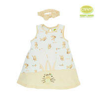 ชุดกระโปรงเด็กหญิง Enfant Green ผ้ายืด Cotton Bamboo พิมพ์ลายน้องกระต่าย