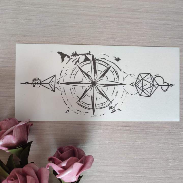 juice-herbal-non-reflective-semi-permanent-cross-compass-two-sheets-waterproof-and-long-lasting-tattoo-stickers-for-men-and-women