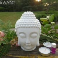 NOOLIM Buddha Head Aromatic Oil Burner Ceramic Aromatherapy Lamp Candle Aroma Furnace Oil Lamp Home Decor Incense Burner