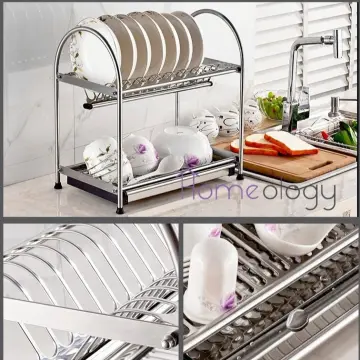 Homlly Kitchen 2 / 3 Tier Dish Drainer Removable Drying Rack
