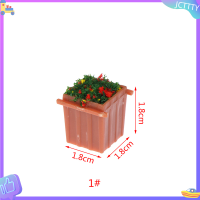 ? JCTTTY ? 1:12 dollhouse Miniature ดอกไม้สวนดอกไม้เตียงดอกไม้กระถางต้นไม้รุ่น