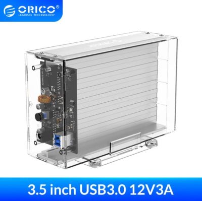 ORICO Dual 3.5 USB3.0 HDD Case 6Gbps SATA to USB 3 Transparent With Aluminum HDD Dock Station UASP 24TB Add 12V Power Adapter
