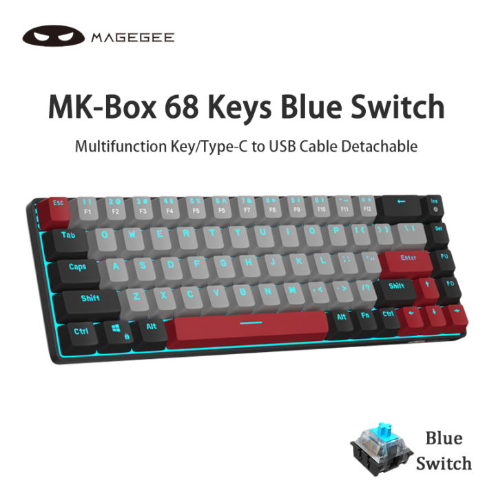 MageGee MK-Box 65% Mechanical Keyboard Wired Gaming Keyboard Blue / Red ...
