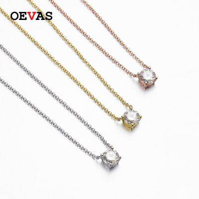 OEVAS จริง1กะรัต D สี Moissanite จี้สร้อยคอ100% 925เงินสเตอร์ลิงประกายปาร์ตี้แต่งงานหมั้นเครื่องประดับที่ดี