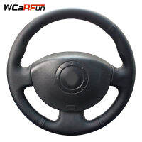 2021WCaRFun Hand-Stitched Black Leather Car Steering Wheel Cover for Renault Megane 2 2003-2008 Kangoo 2008 Scenic 2 2003-2009